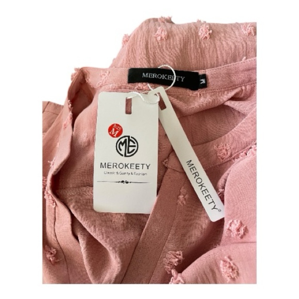 ♥️Merokeety♥️Pink Textured Blouse for Women Size (Med) - Picture 10 of 11